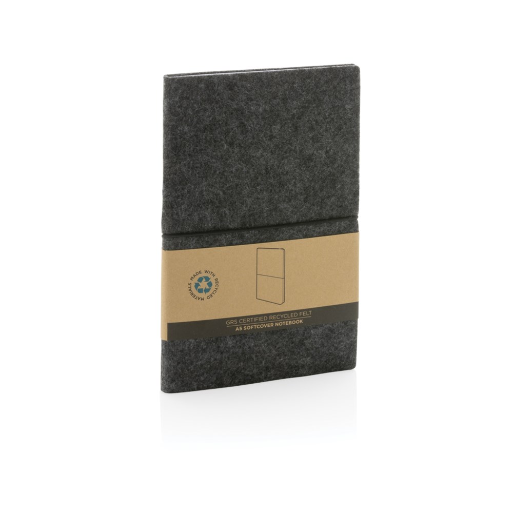 GRS certified recycled felt A5 softcover notebook