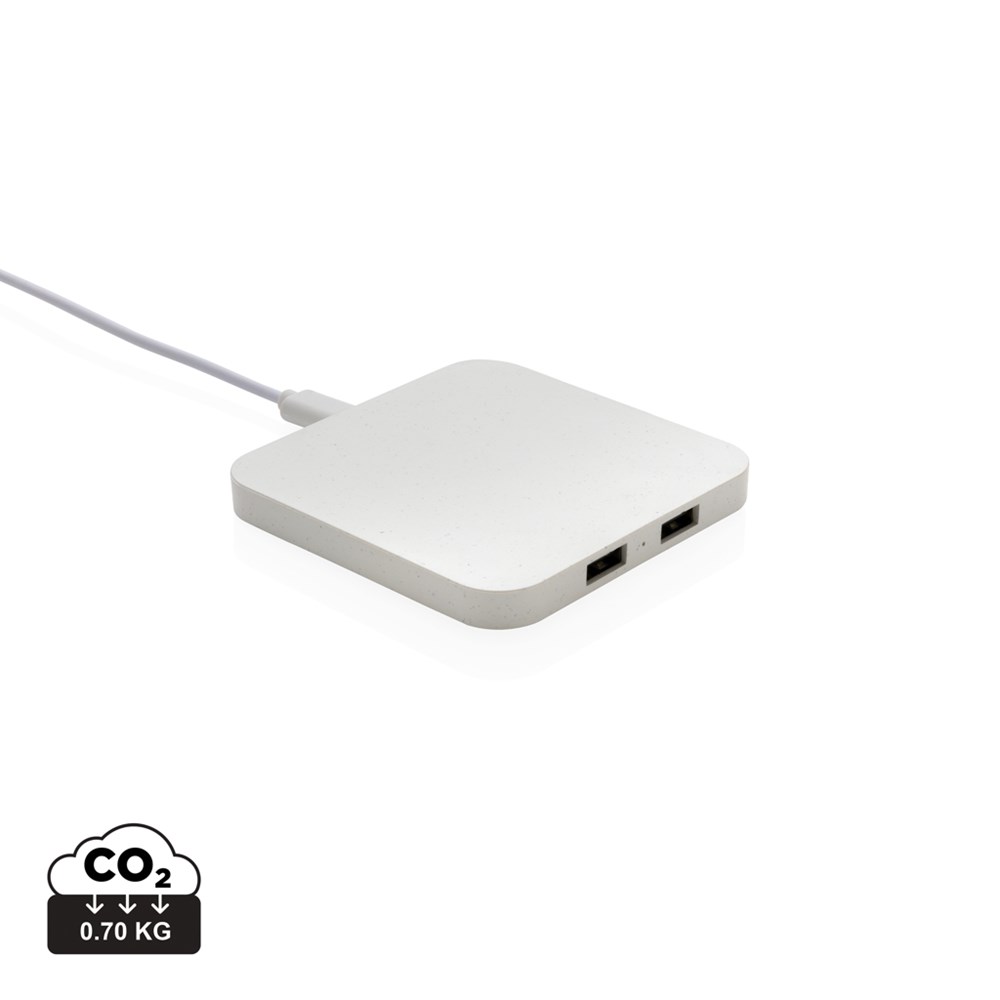 RCS gerecycled plastic 10W draadloos oplader met USB-poorten